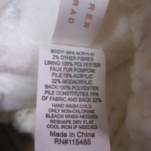 Lauren Conrad Knit Sparkle Beanie Hat White Cream Ivory Faux Fur Pom Pom W/ Pin - Picture 6 of 6